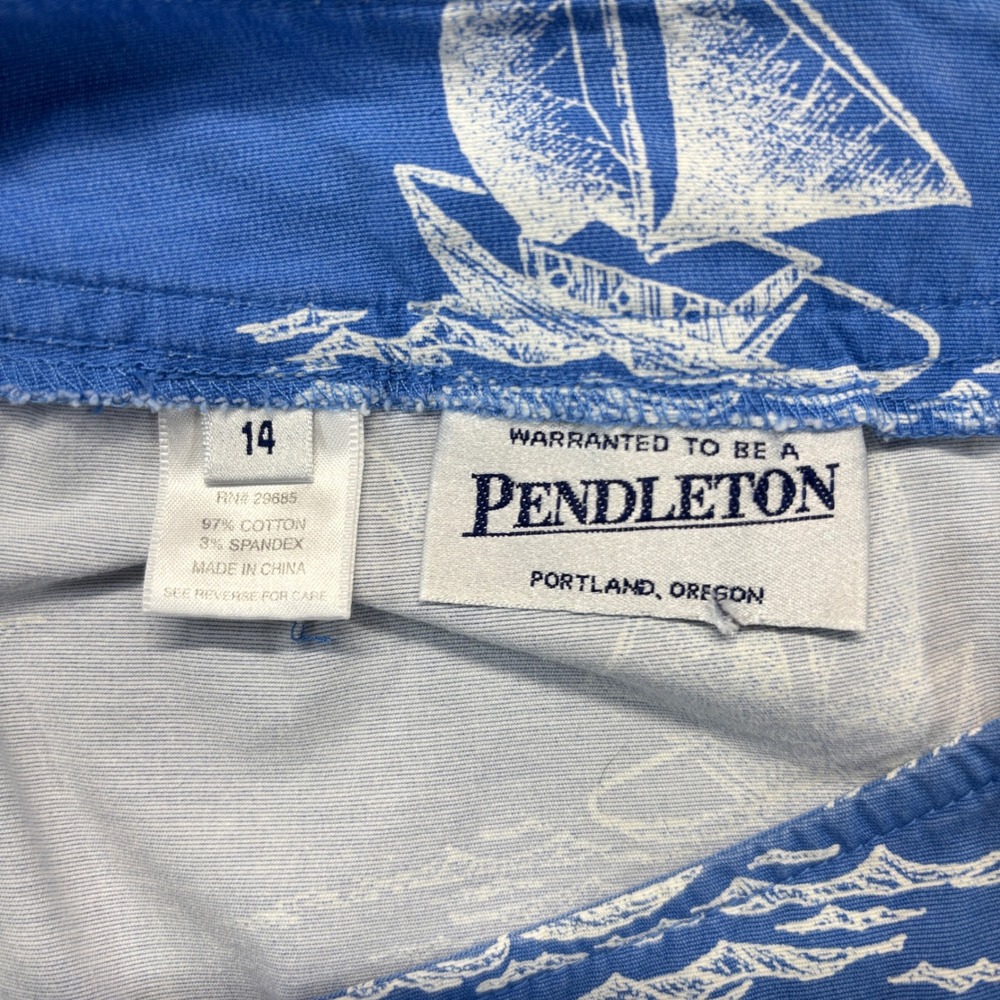 Pendleton Sail Away Blue Nautical Sailboat Cotton Stretch A-Line Skirt Size 14 - Picture 3 of 8